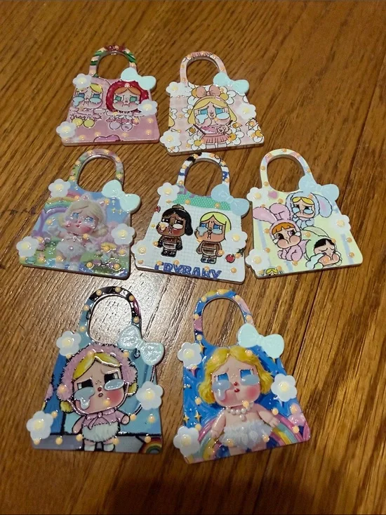 Cute Pastel Crybaby Kawaii Purse Charms - Set of 7