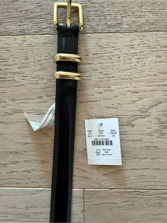 Jcrew Black Patent Leather Belt with Gold Hardware