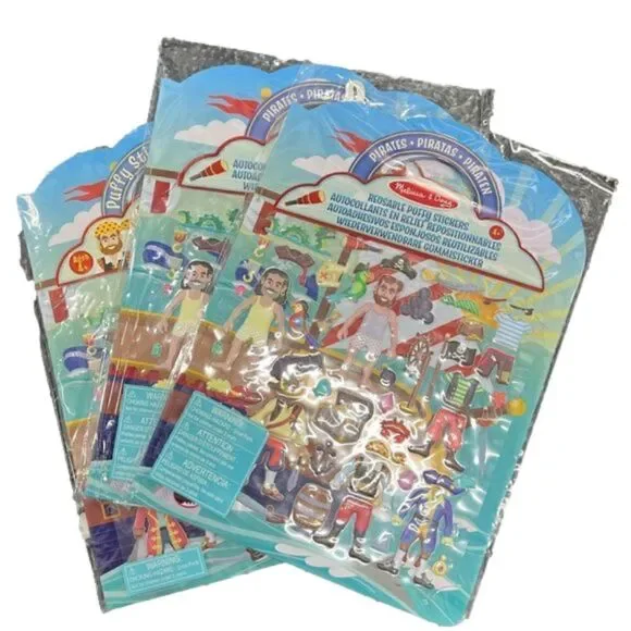 Melissa and Doug Puffy Sticker Play Set Pirate 51 Stickers X3 Bundle
