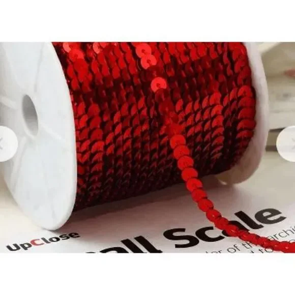1 Roll of Shiny Red Sequin Trim 100 Yards 6mm - Brand New