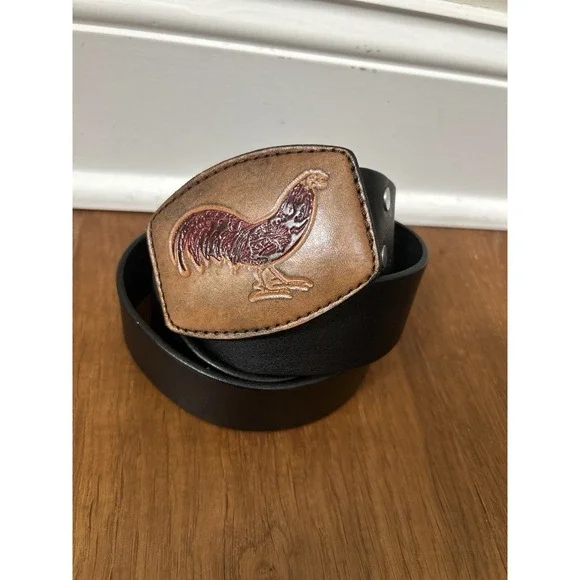 Express Italian Leather Belt ROOSTER Buckle 36