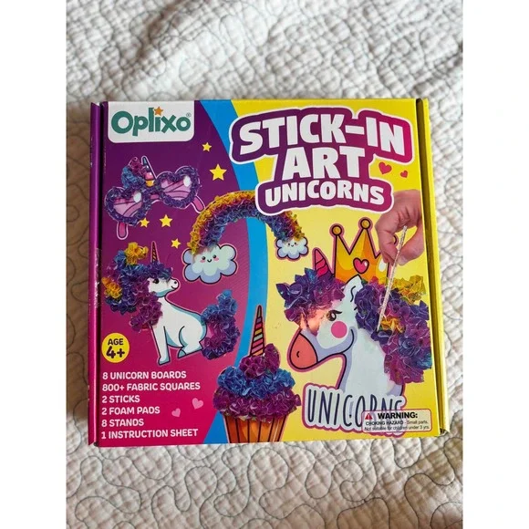 Oplixo Stick-In Art Unicorns Kids Craft Kit 8 Boards