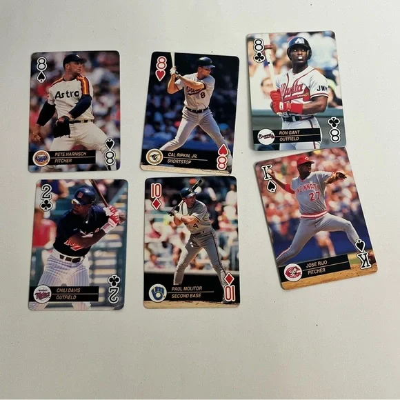 1992 u.s. playing card co. baseball lot‎ of 6 cards ephemera crafts junk journal