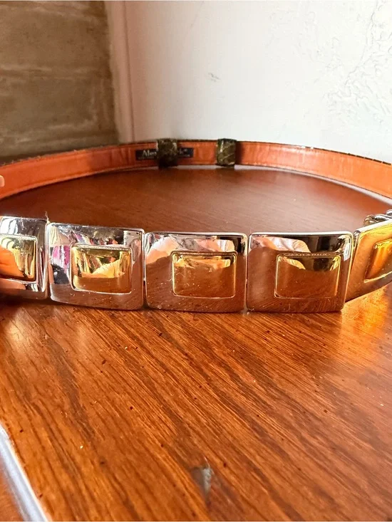 VTG Alexis Kirk Snakeskin Modernist Hook Belt W/Original Dust Bag Rare 80s