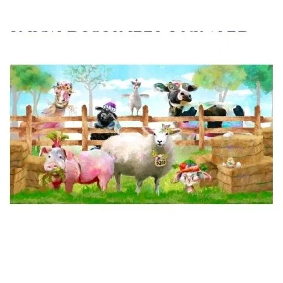 Farm Squad Fabric Panel Welcome to the Funny Farm by Connie Haley for 3 Wishes
