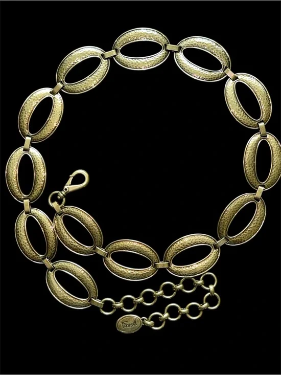 Fossil Hammered Chain Link Belt. Large