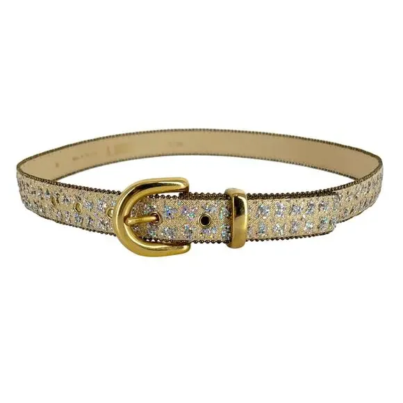 Y2K gold sparkle glitter belt 2000s vintage