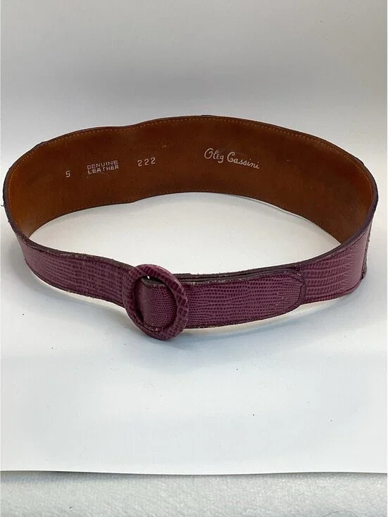 Greg Cassini Genuine Leather Wide Waist Purple Lizard Embossed Size  S  Vintage