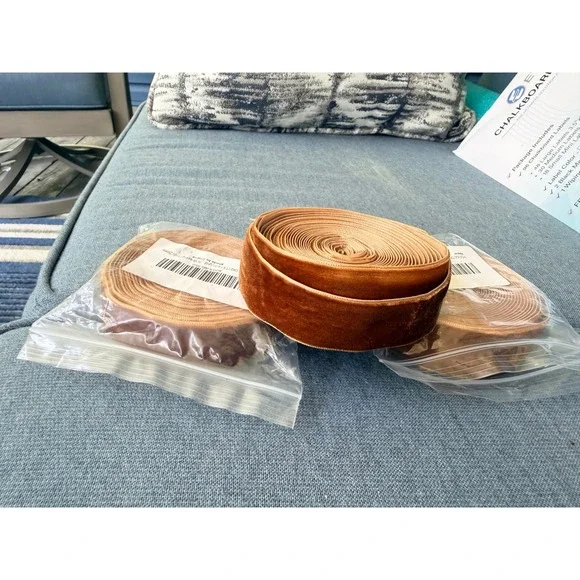 Yoogcorett Velvet Ribbon 3 Rolls 15 Yards Copper 1