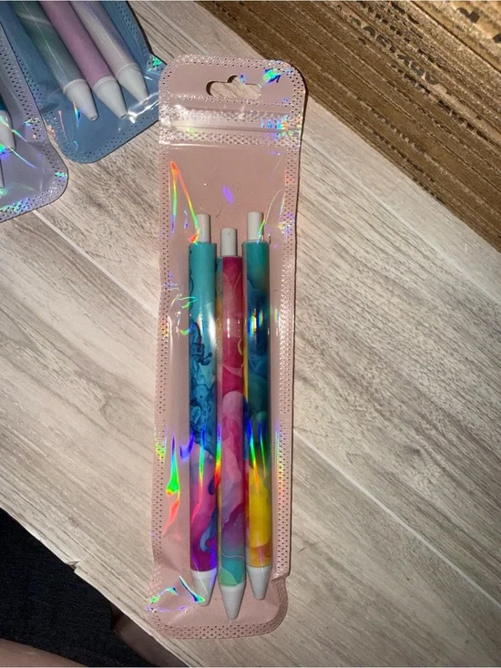 Multicolor Marble Gel Pen Set - Pink Packaging
