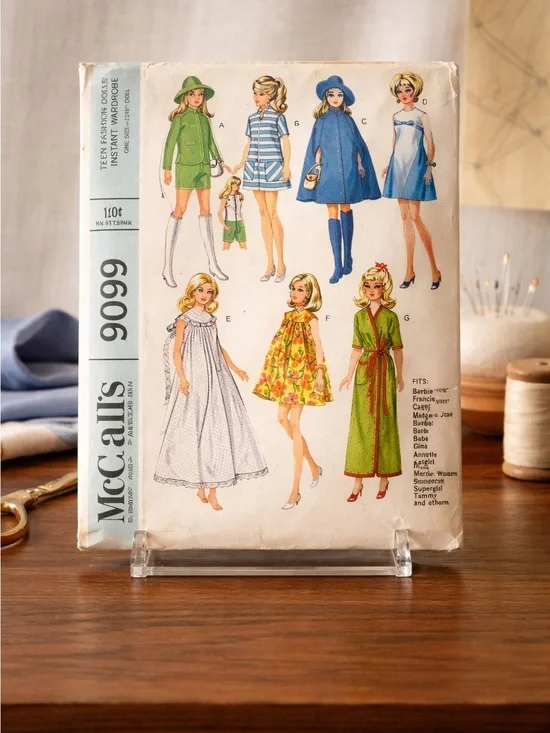 60’s  Vintage McCalls 9099 Sewing PatternTeen Fashion Doll Wardrobe - Fits Dolla