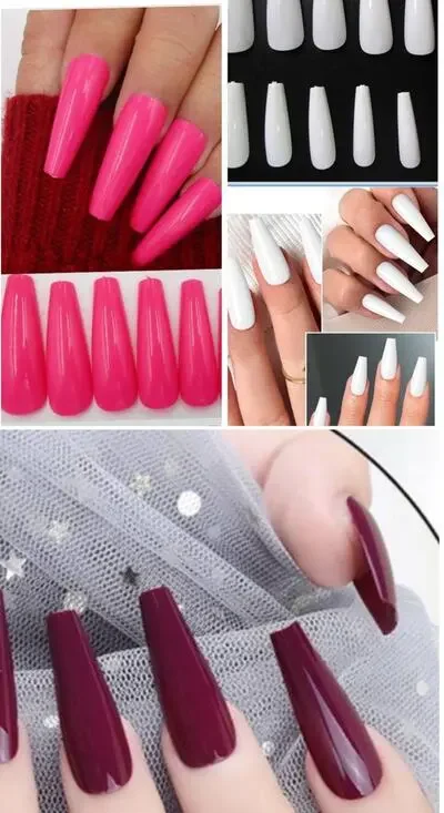 Set Of 3 Nails Women Classy Collection White, Orchid Pink, Burgundy Press On