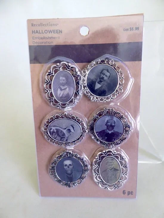 NEW HALLOWEEN EMBELLISHMENT DECOR FRAME LENTICULAR MOVING PORTRAITS CRAFT 6 PC