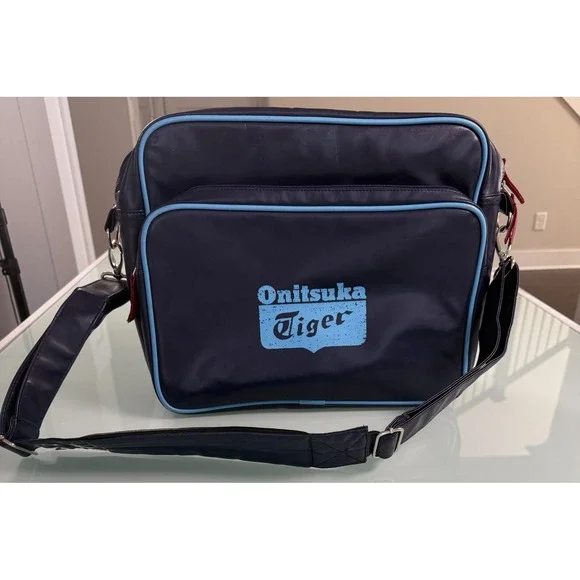 Onitsuka Tiger Messenger Bag Navy Blue/Light Blue Trim Made By ASICS - Large