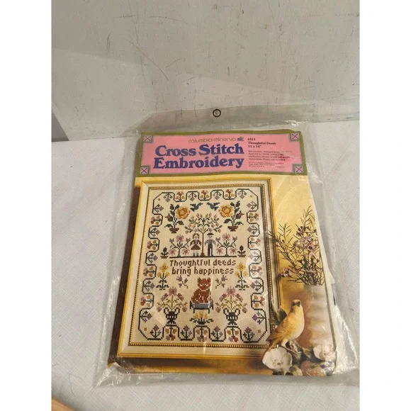 Columbia-Minerva Cross Stitch Kit 11x14 Thoughtful Deeds 6521 Vintage 1973