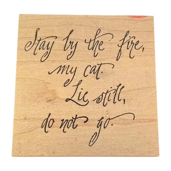 RubberMoon Gretchen Ehrsam 1999 Stay By The Fire My Cat Rubber Stamp