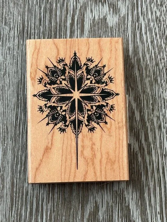 Inkadinkado Rubber Stamp Wood Base Snowflake Star Scrapbooking Card Making