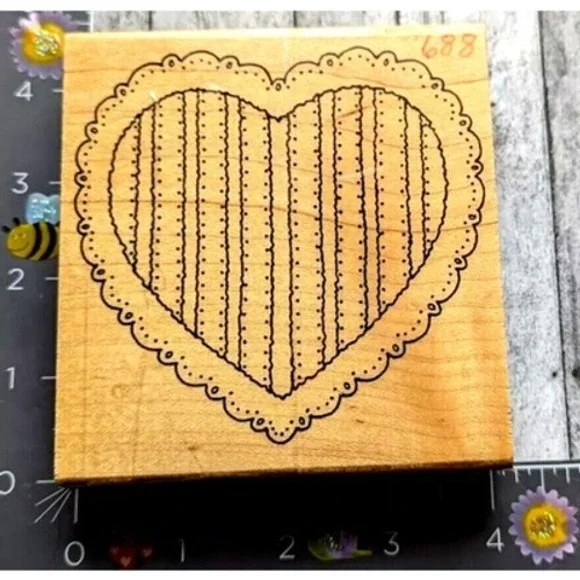Alias Smith Rowe Lacy Heart X113 Rubber Stamp Wood #C10