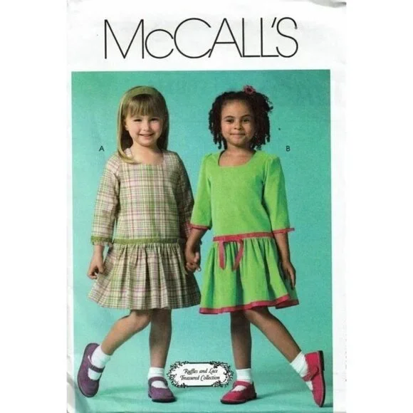 McCalls Sewing Pattern 4907 Ruffles and Lace Dresses Girls Size 6-8‎