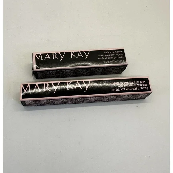 MARY KAY LIQUID EYE‎ SHADOW LIGHT BEAM And Black Eyeliner