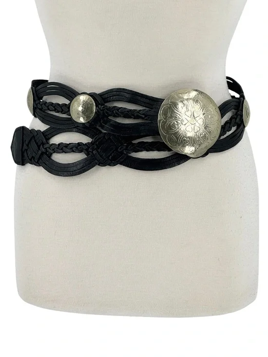 Vintage Woven Leather Concho Belt