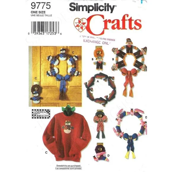 Simplicity Sewing Pattern 9775 Seasonal Door Decorations Paper‎ Piecing