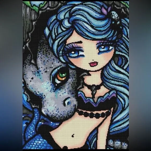 Sasha & Jet diamond painting kit by Hannah Lynn.