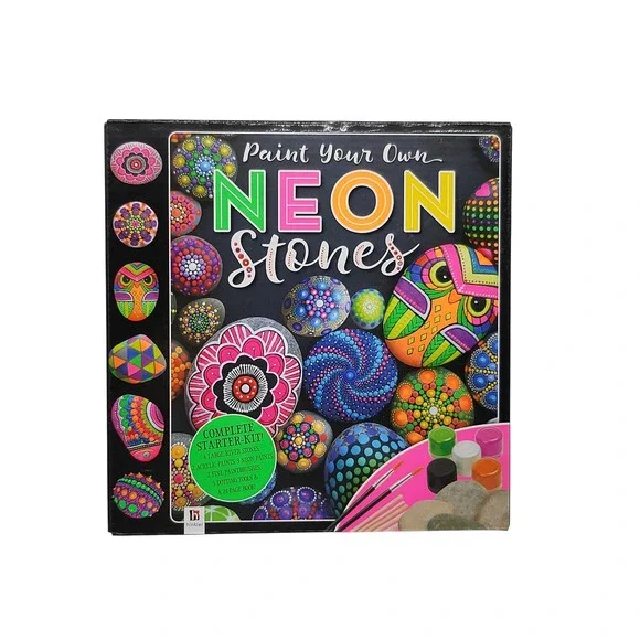 Hinkler Paint Your Own Neon Stones Complete Starter Kit Art Craft Activity‎