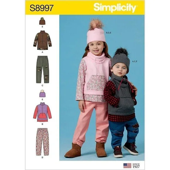 Simplicity Sewing Pattern 8997 10715 Toddlers‎ Pants Knit Top Hat Size 1/2-3