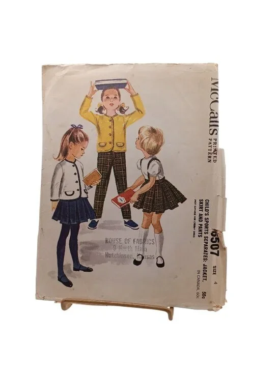 McCalls 6507 Childs Sports Separates Jacket Skirt & Pants Sewing Pattern Size 4