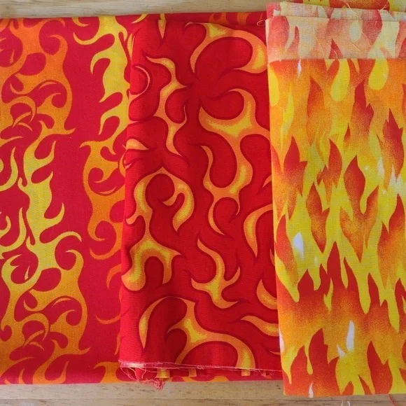 3 Yards Red and Yellow Flame Pattern Fabric Cranston & Springs Industries