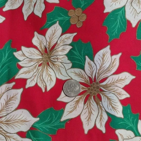 Vintage Poinsettia Fabric Panel Ozark Christmas by Fabri-Quilt Inc. 37