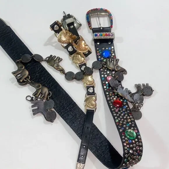 Black and Gold Embellished Belt Set