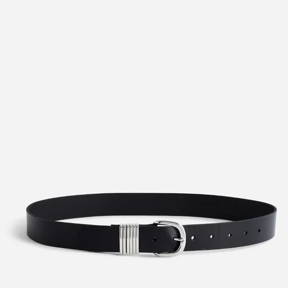 Madewell Multi Keeper Black Leather Belt with Silver Hardware