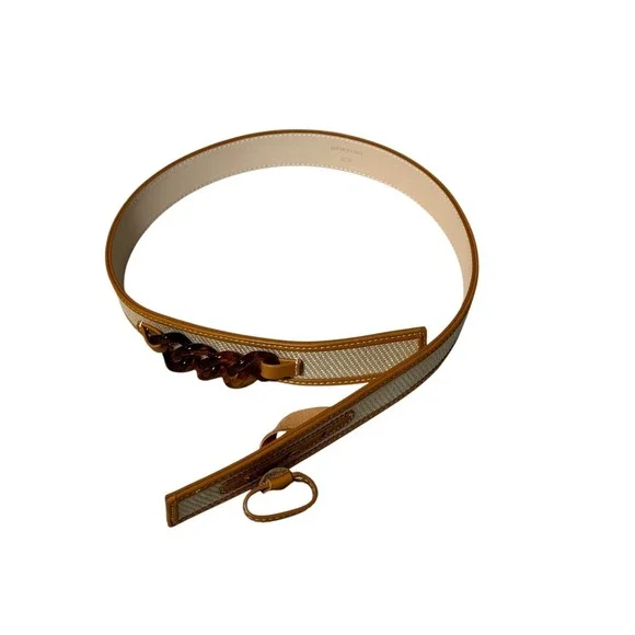 J.McLaughlin Womens Belt Chain Link Accent Adjustable Leather Preppy XS/S NWOT