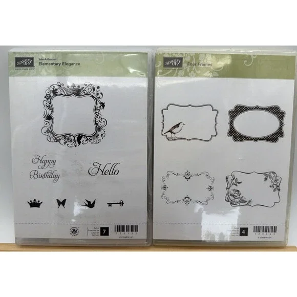 Stampin Up Cling Rubber Stamp Set - Elementary Elegance and Four Frames