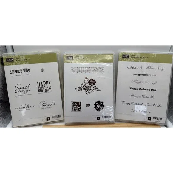 Stampin' Up! Lot of 3 stamp sets afterthoughts fresh vintage something celebrete