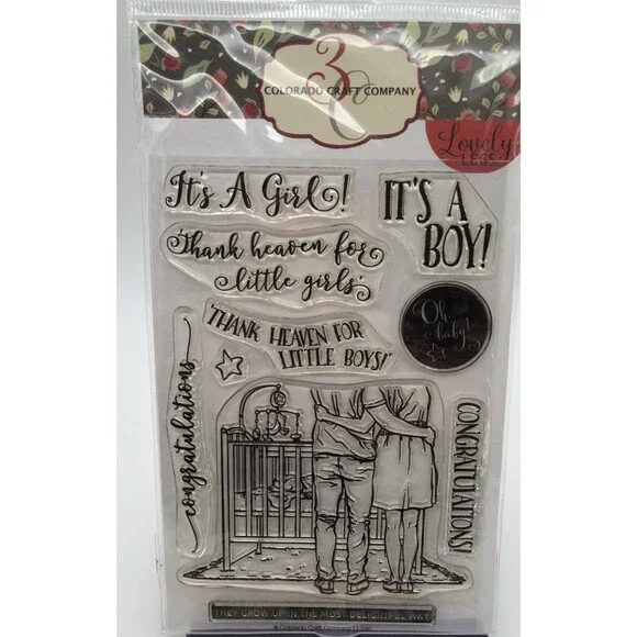 Colorado Craft Company Lovely Legs BABY CONGRATS Clear Stamp Set LL330 shower