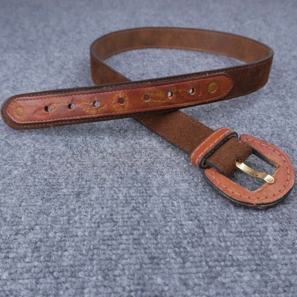 Vintage Tooled Leather Belt Womens 30