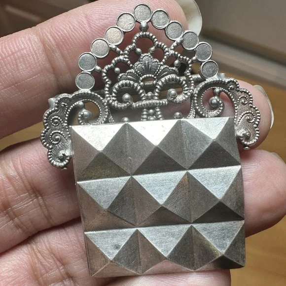VTG Art Deco Buckle 1.75 Inch France Filigree Geometric Design 925 Sterling 9.2g