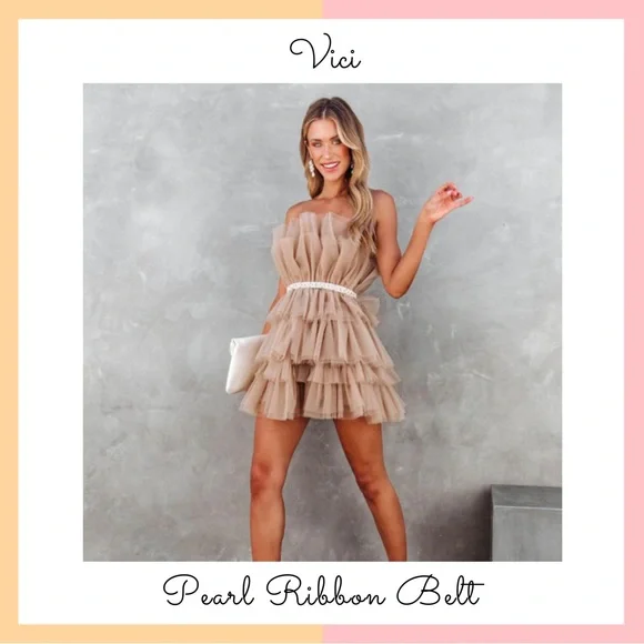 Vici Faux Pearl Ribbon Belt