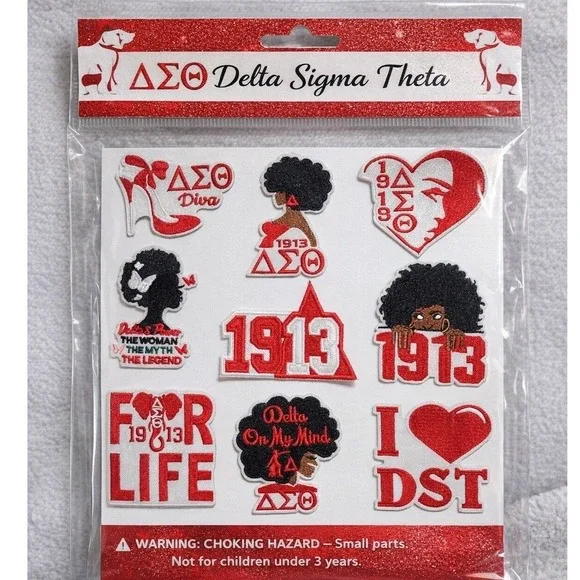 Delta Sigma‎ Theta DST 1913 Sorority Embroidered Patch Set 9pc Red White Black