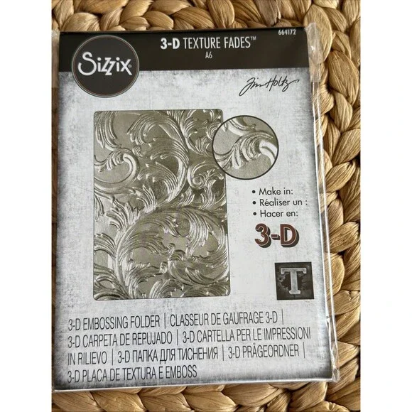 Tim Holtz 3D Texture Fades Embossing Folder - Elegant sizzix flourish 664172