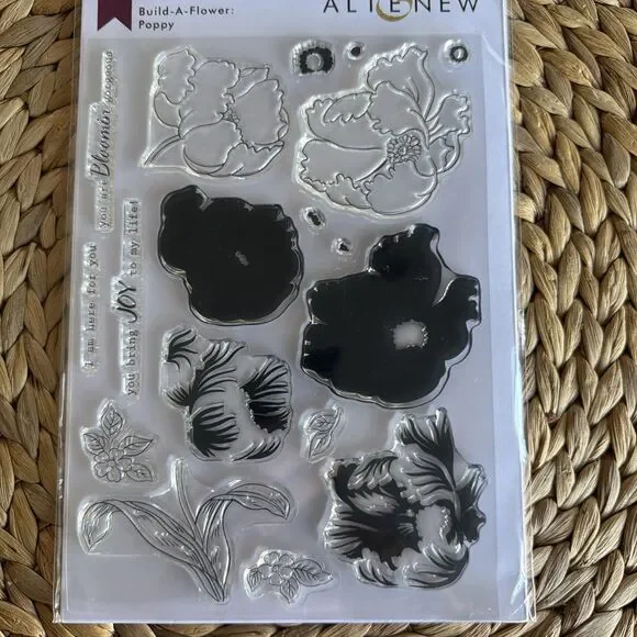 Altenew Build A Flower poppy Set Includes Stamps & Layering Guide
