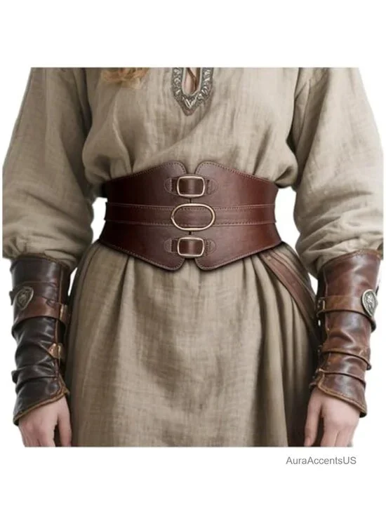 Faux Leather Renaissance Corset Belt Waist Cincher Underbust Cosplay