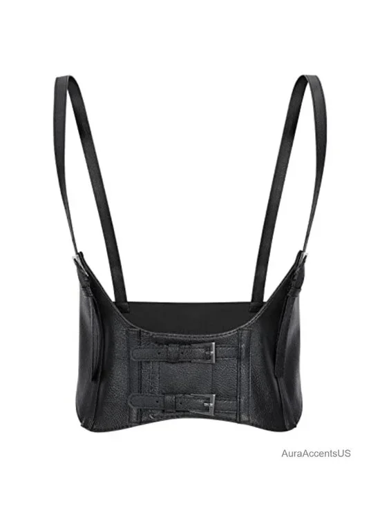 Faux Leather Steampunk Underbust Corset Waist Belt with Hook and Loop Closure