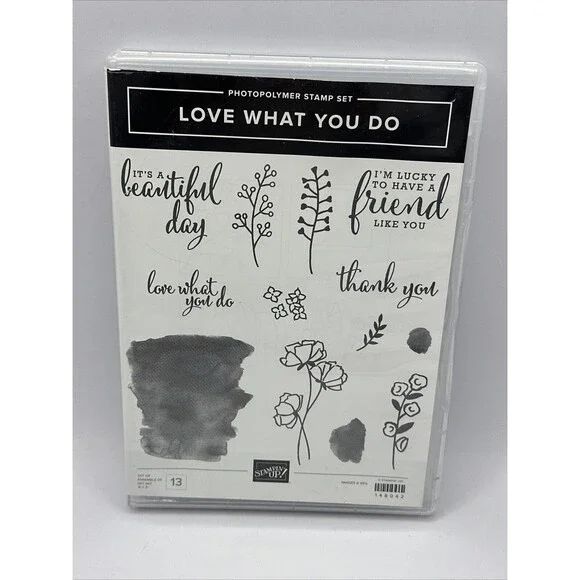 Stampin Up Love What You Do Clear Cling Stamps - Florals  Sentiments - NEW