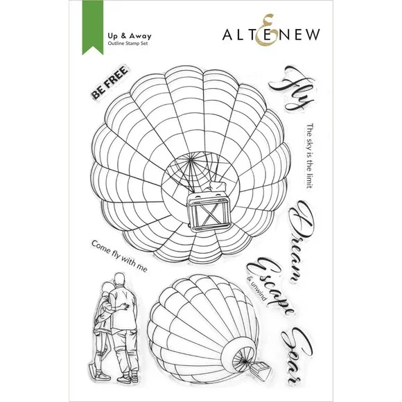 Altenew Up & Away Stamp and die set Couple hot air balloon soar come fly with me