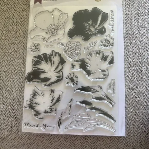 Altenew Fresh Bloom Layering Clear Stamps Flowers floral thank you fauriei poppy