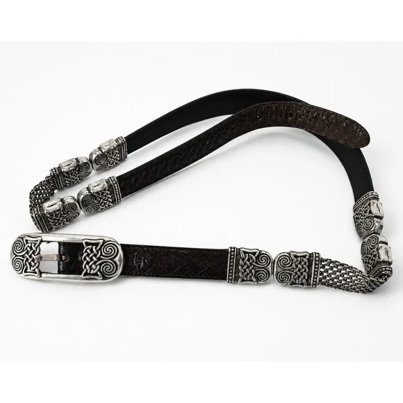 Vintage Brighton Reversible Brown Black Braided Leather Belt Size Medium 30 1143